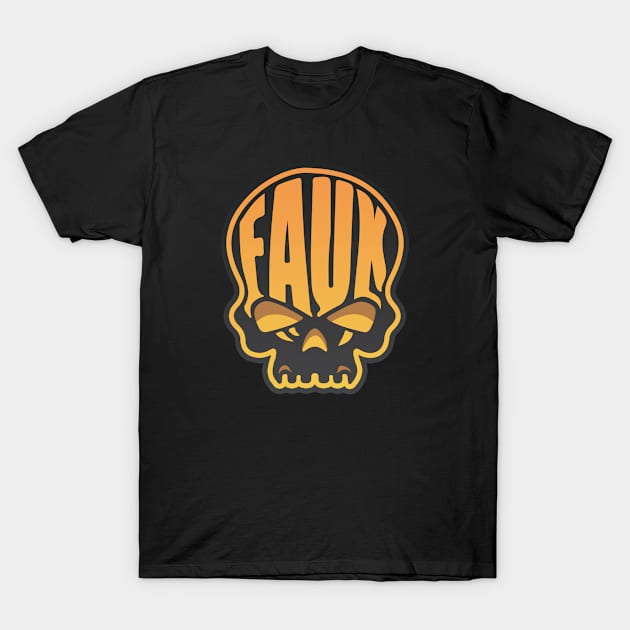 Faux Skull - Orange/Black T-Shirt by Faux_Freedom